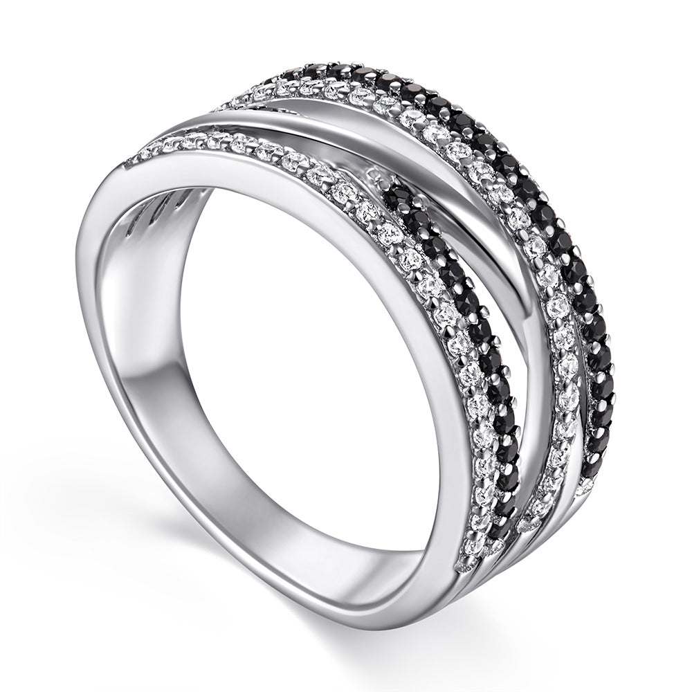 925 Silver 5-Row Cubic Zirconia Ring
