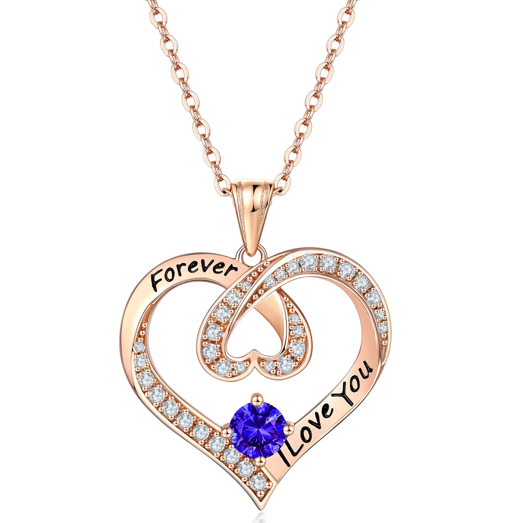 S925 Silver Letter Sapphire Heart Necklace