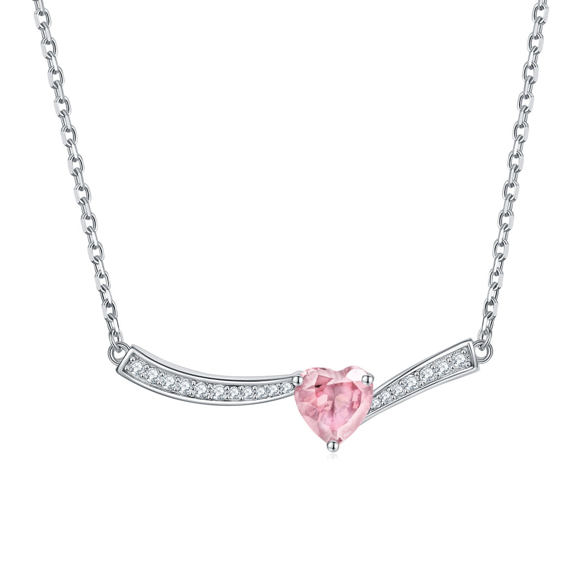 S925 Silver Aquamarine Heart Necklace