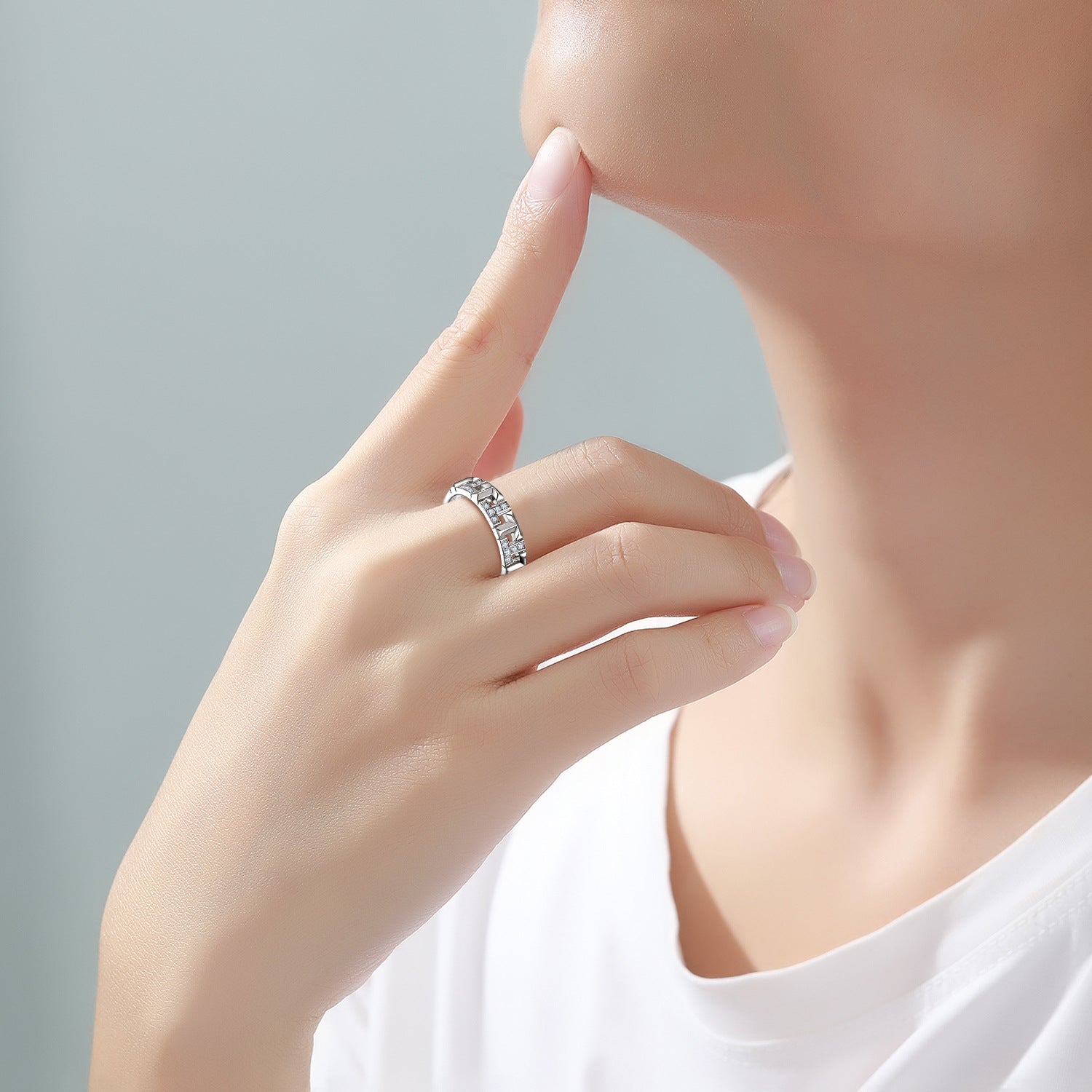 925 Silver Ring Earrings Necklace Set