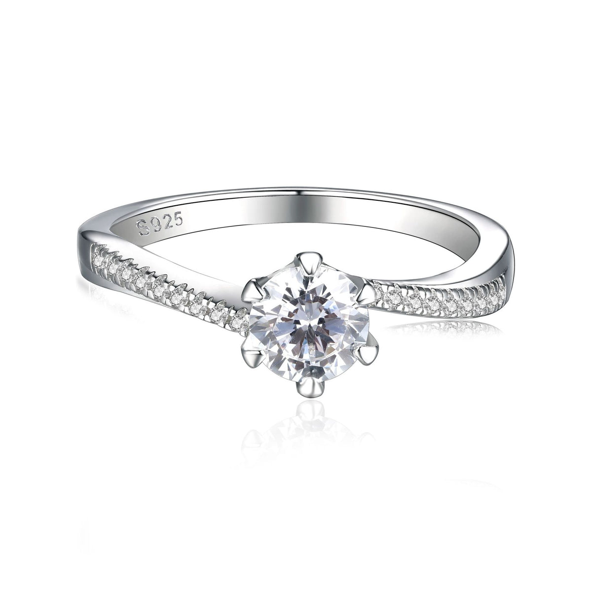 925 Silver Six-Prong Twist Band Ring