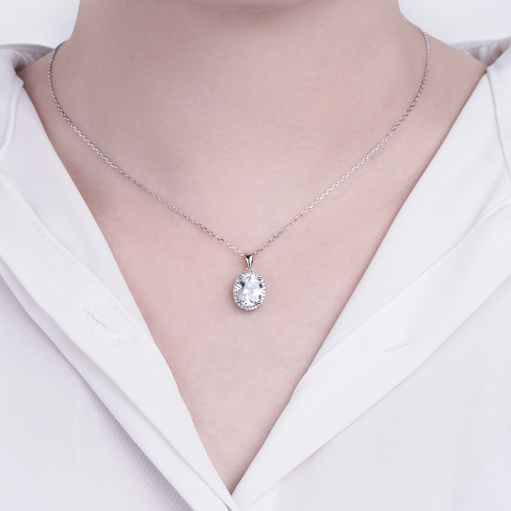 925 Silver Egg Shaped Ring Necklace Earrings Set