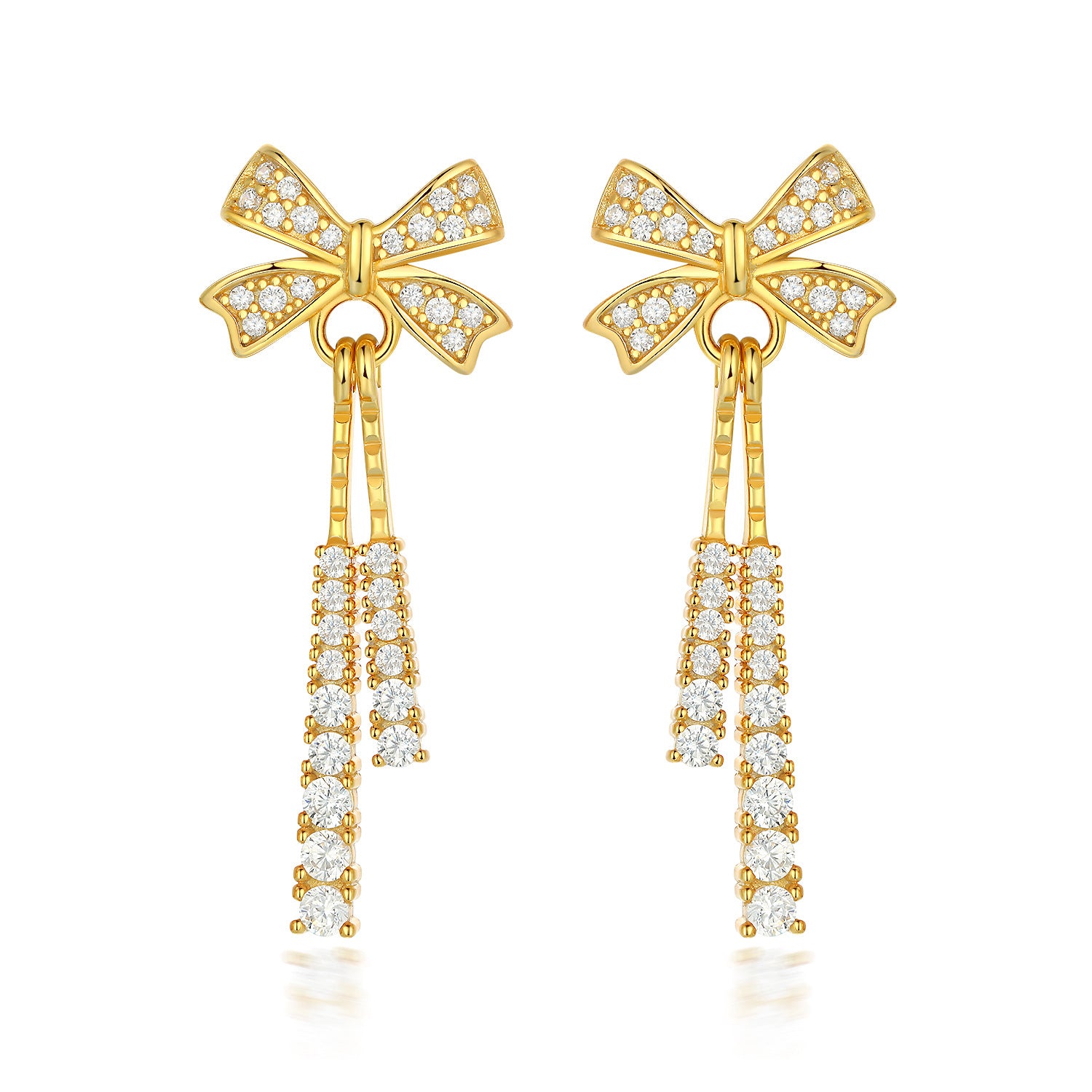 925 Silver Bow Drop Earrings