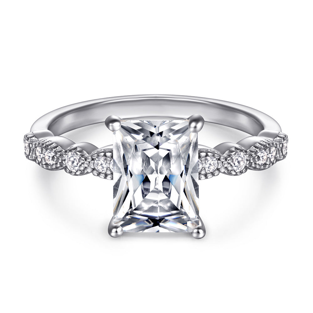 925 Silver Square CZ Statement Ring