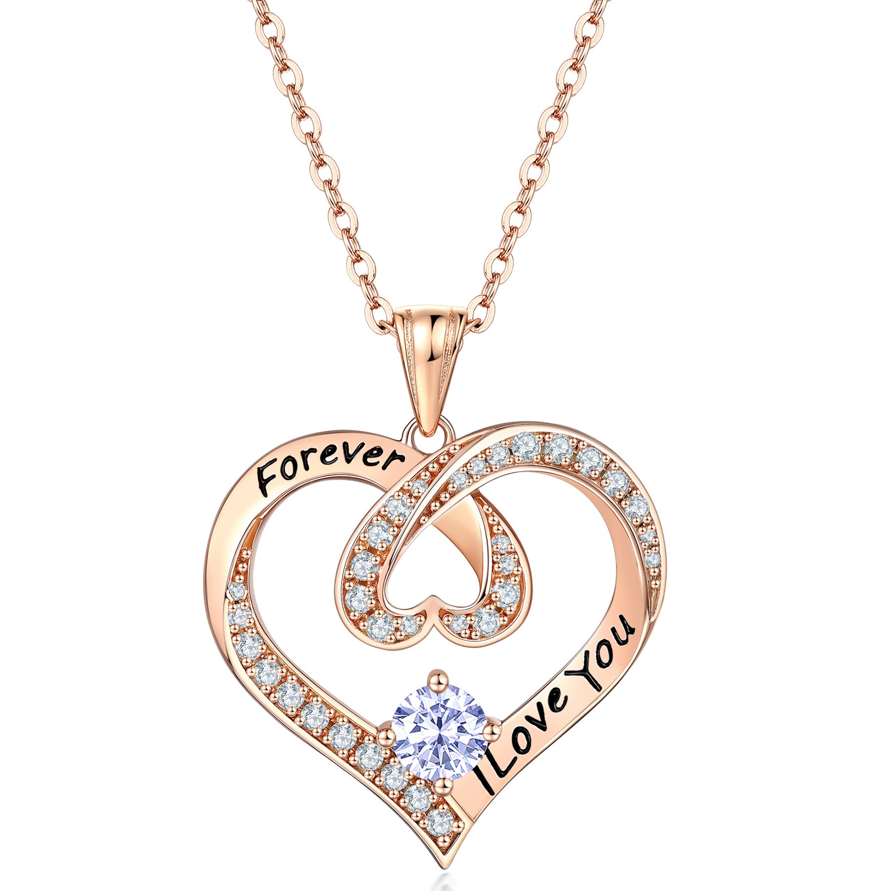 S925 Silver Letter Sapphire Heart Necklace
