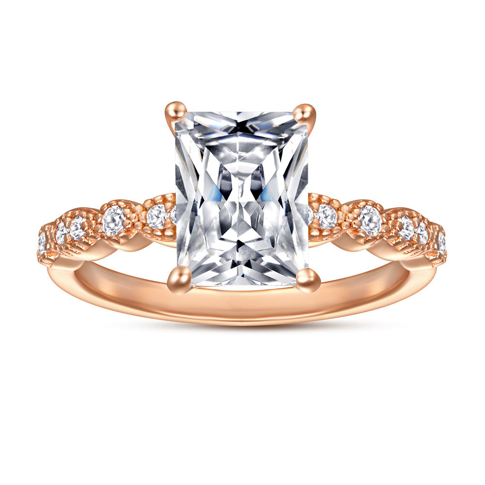 925 Silver Square CZ Statement Ring