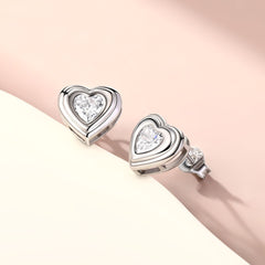 S925 Heart CZ Earrings - Luxe Silver Studs