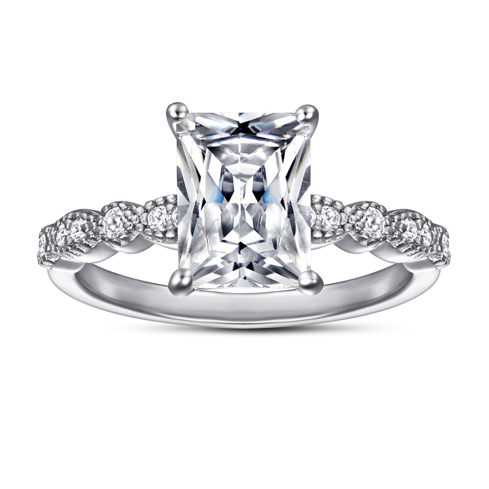 925 Silver Square CZ Statement Ring