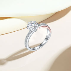 S925 Two-Tone Half Eternity Ring