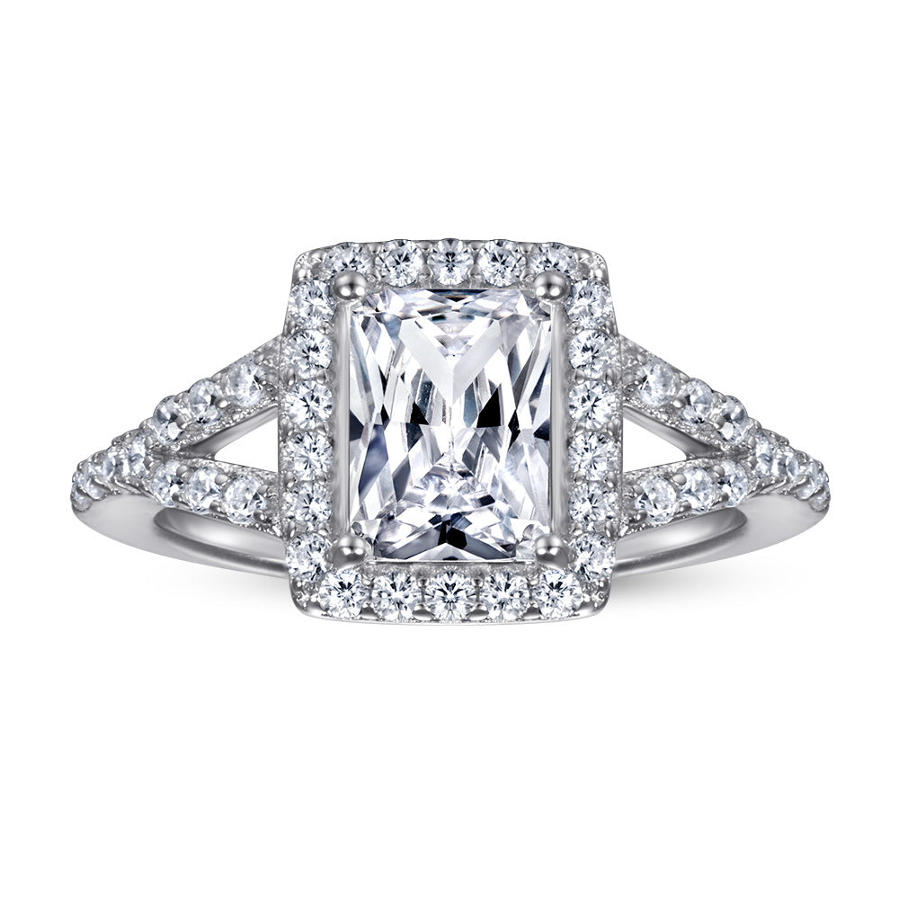925 Silver Rectangle CZ Ring - Index Finger Jewelry