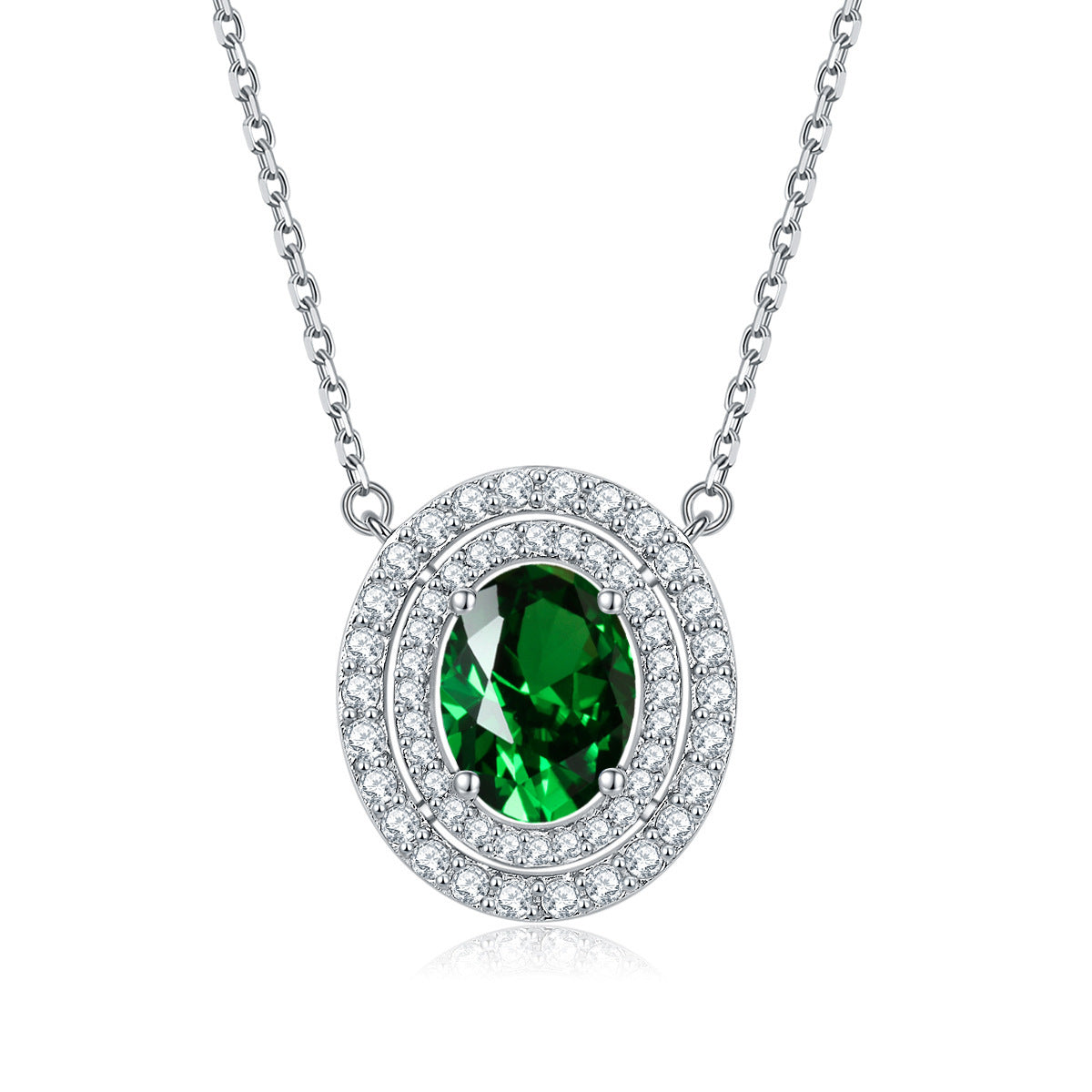 S925 Silver Oval Zircon Necklace