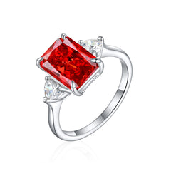 S925 Silver Flame-Cut Heart Ring - 8x11mm CZ
