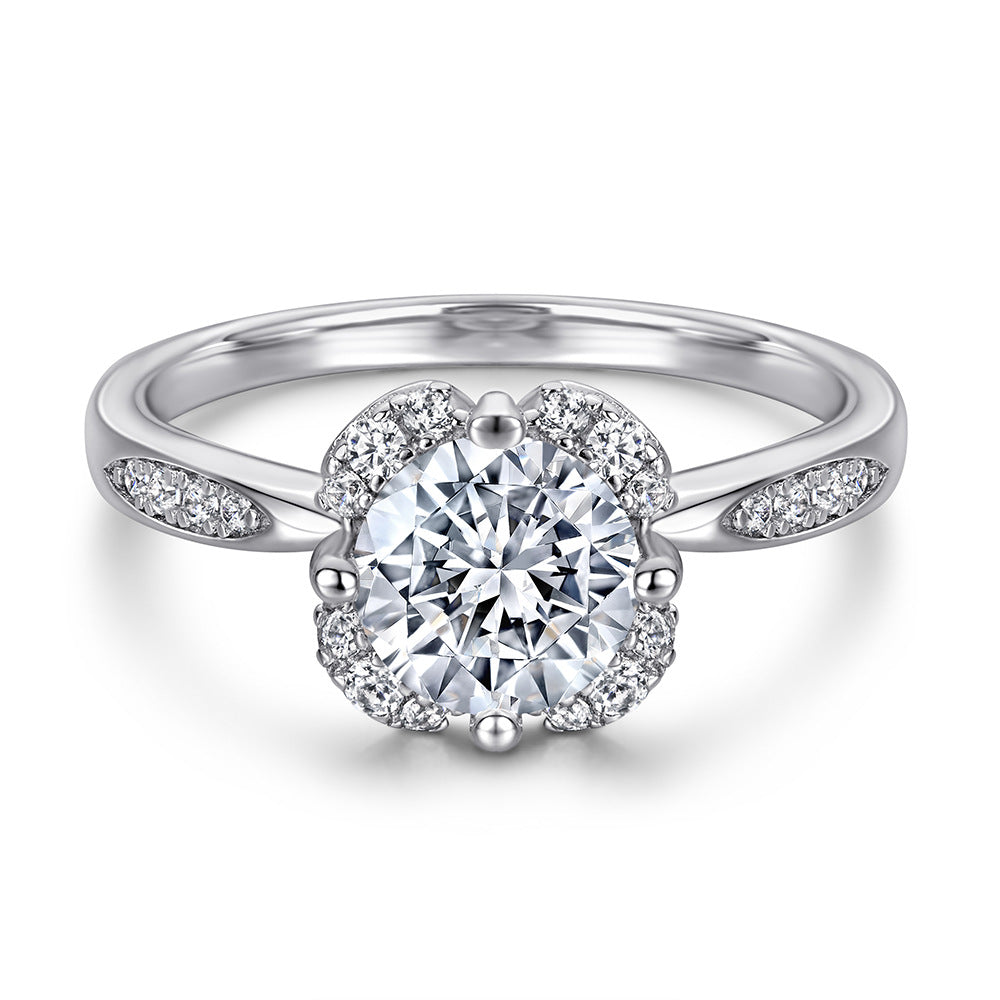 S925 Silver 1ct CZ Floral Ring - Minimalist Luxury