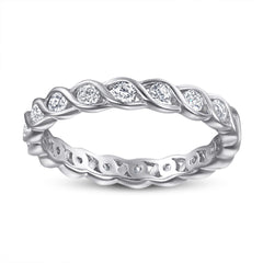 925 Silver Wave Design Pavé Ring