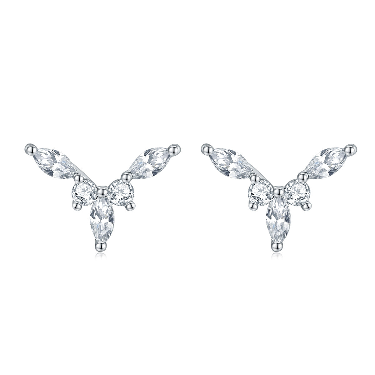925 Silver Crystal Flower Earrings