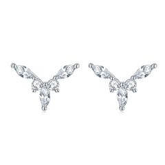 925 Silver Crystal Flower Earrings