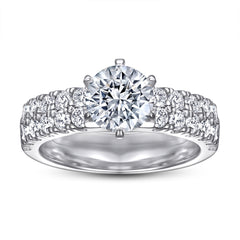 925 Silver Double Row Six-Prong Ring