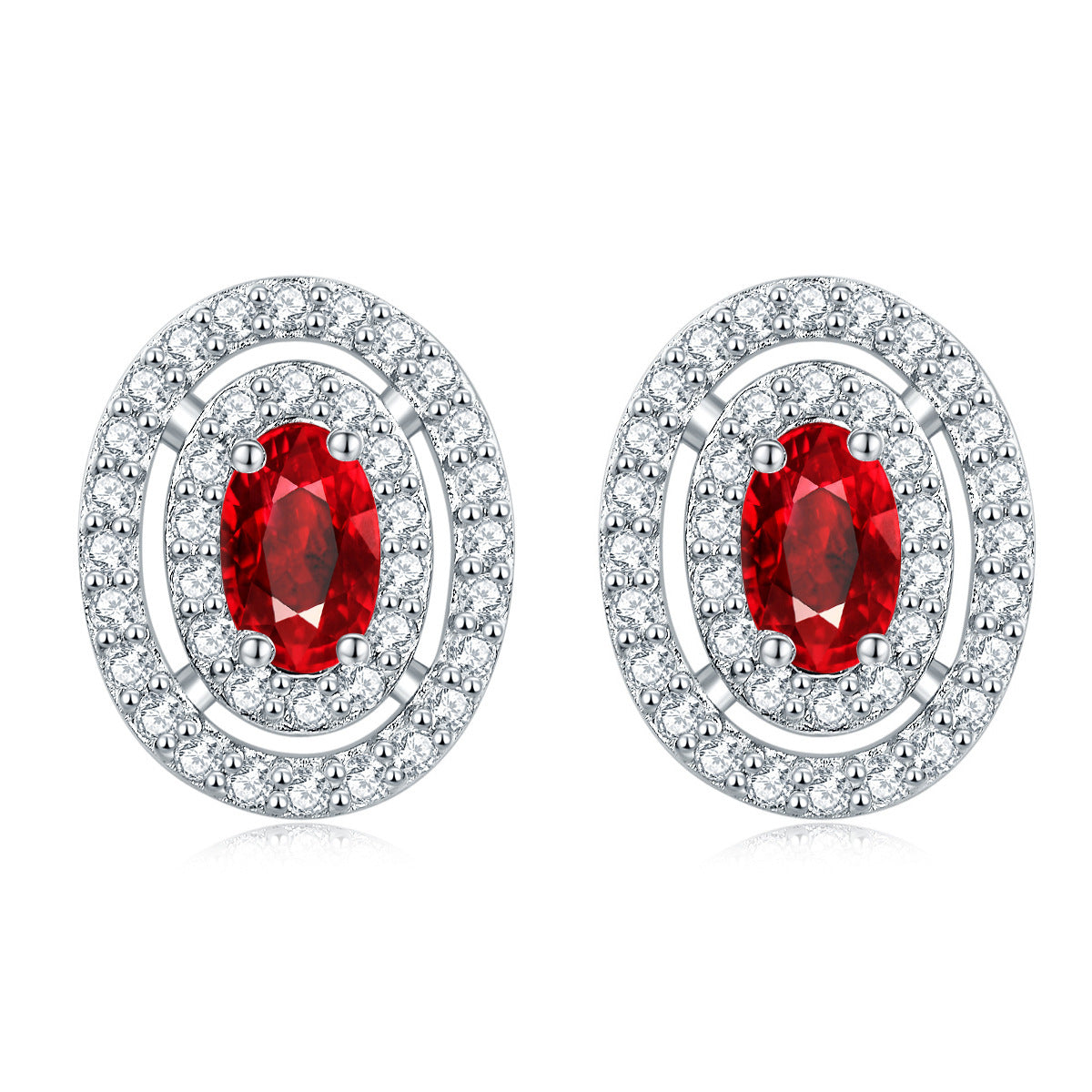 925 Silver Oval Halo Studs