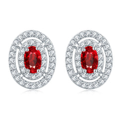 925 Silver Oval Halo Studs