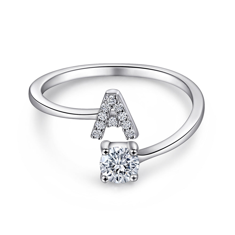 925 Silver Adjustable Letter Ring