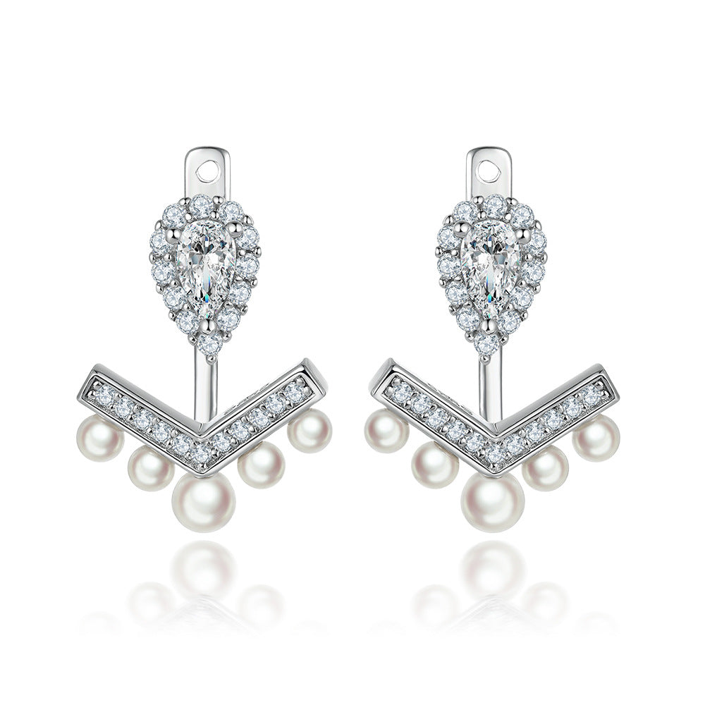 925 Silver Bow Crown Heart Studs