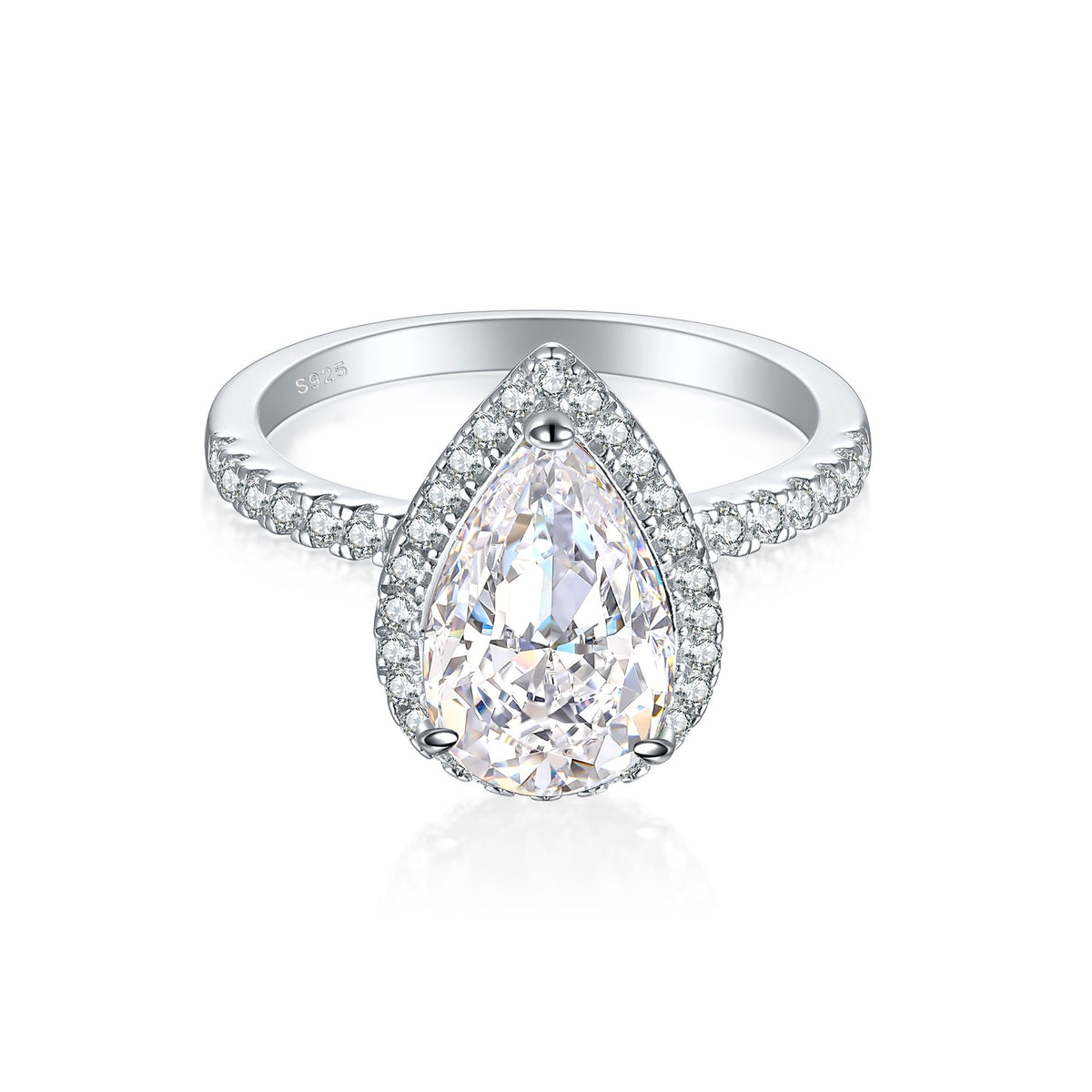 S925 4ct Flame-Cut Gemstone Ring - Icy CZ