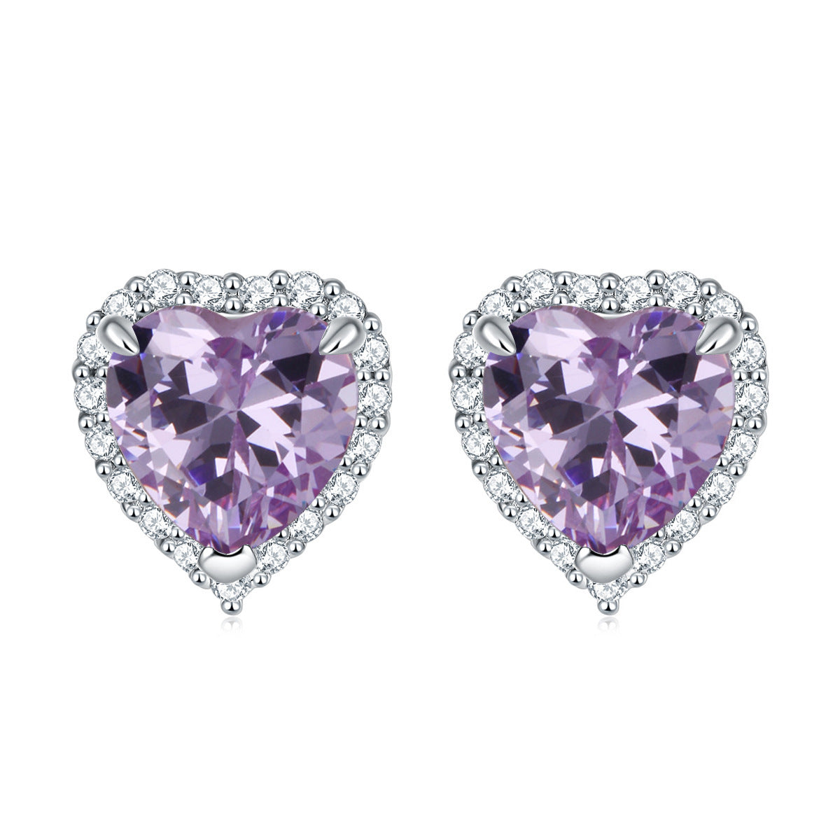 Gemstone Heart S925 Silver Stud Earrings
