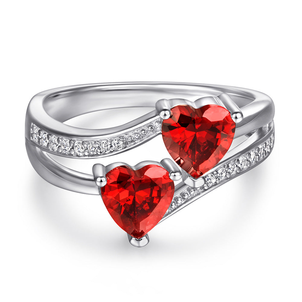 925 Silver Double Heart Halo