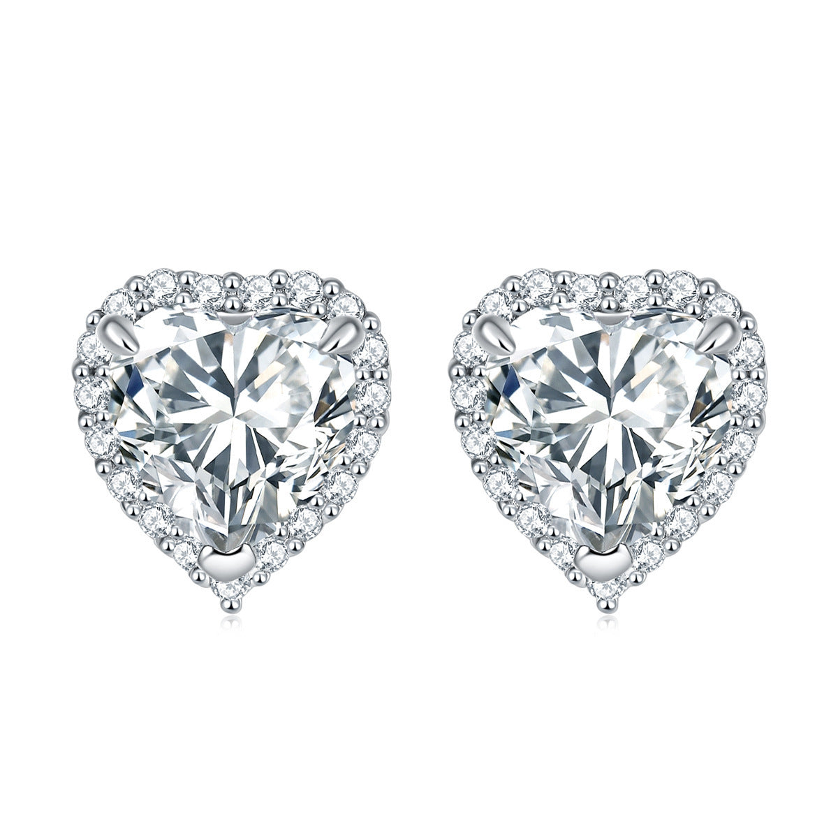 Gemstone Heart S925 Silver Stud Earrings