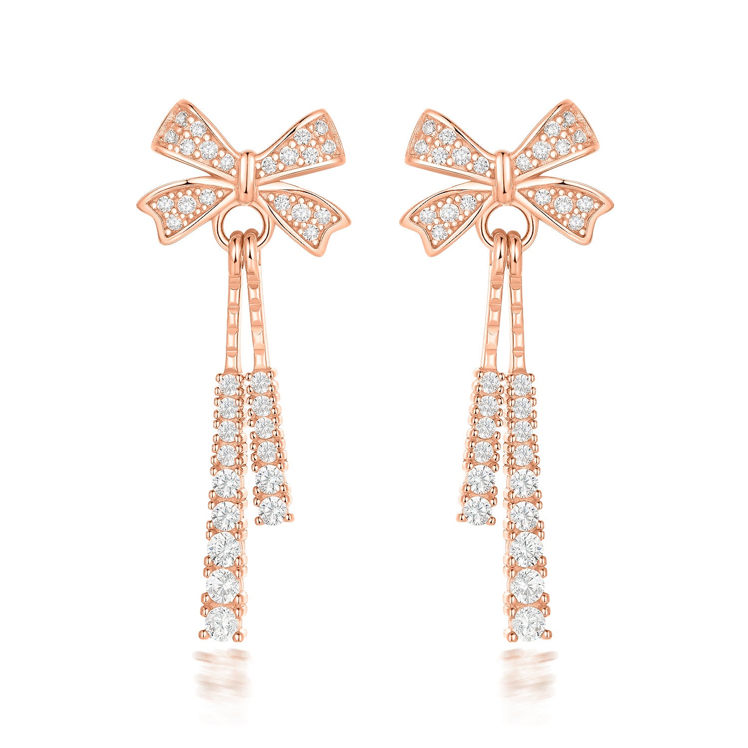 925 Silver Bow Drop Earrings