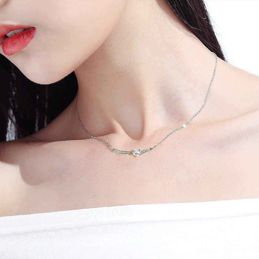 S925 Silver Aquamarine Heart Necklace