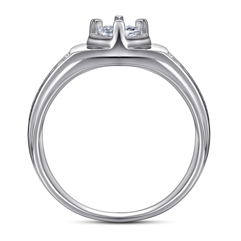 S925 Men's CZ Wedding Band - Bold & Minimalist