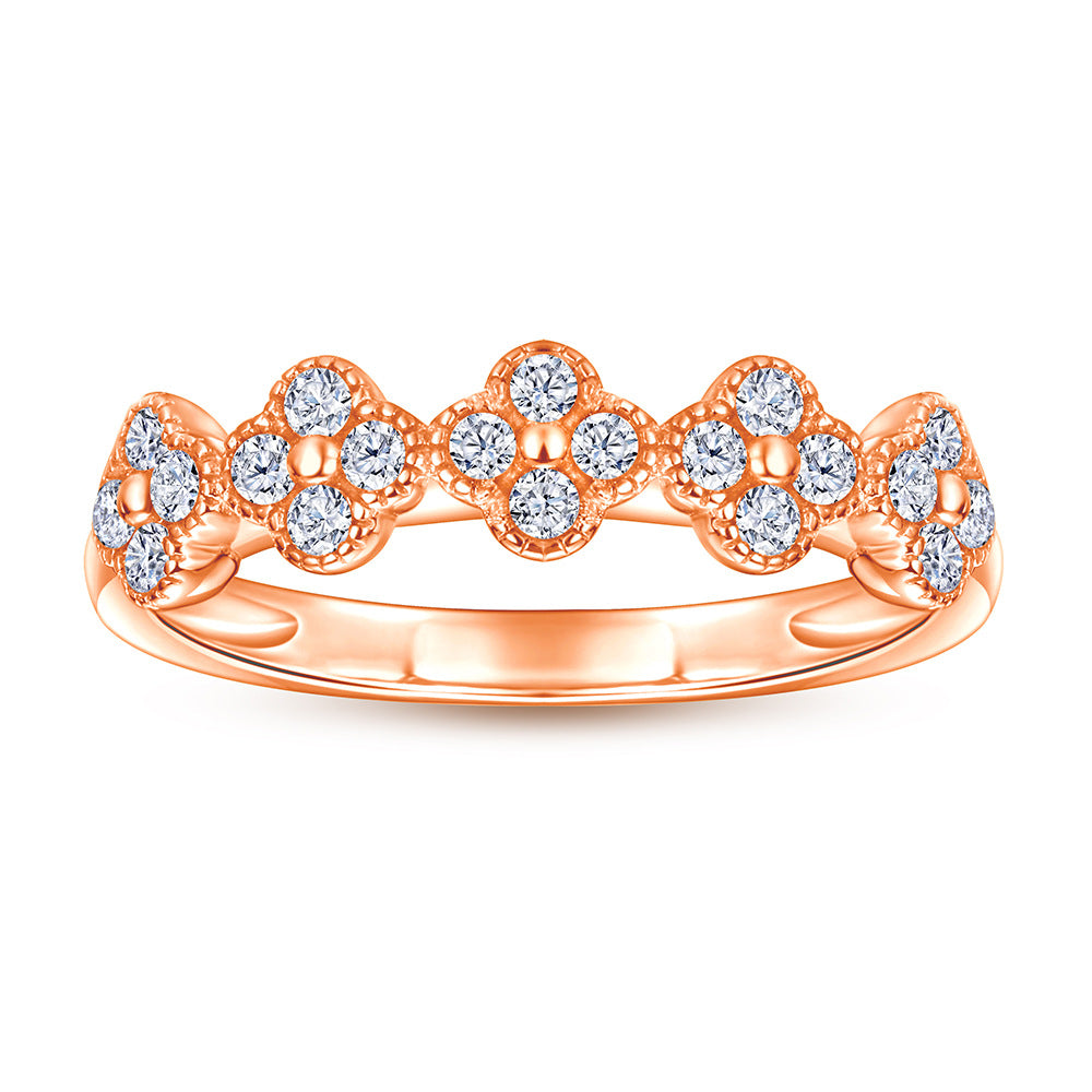 925 Silver Clover Pavé Ring