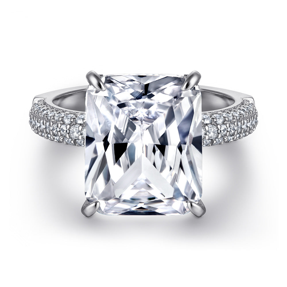 925 Silver Rectangle Engagement Ring