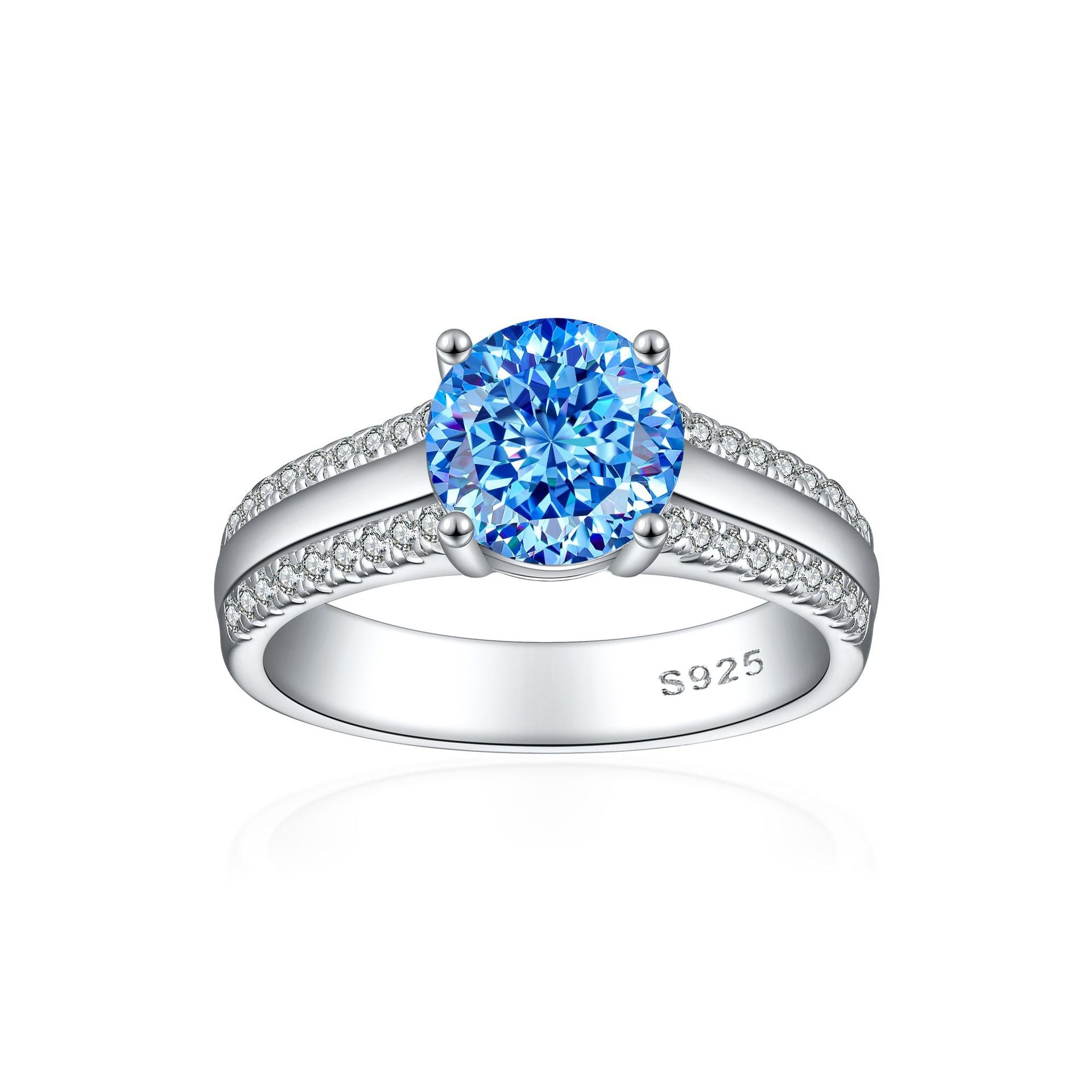 925 Silver 2ct Half Band Flame Ice Ring