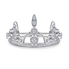 925 Silver Crown Ring Unique Earrings Necklace Set