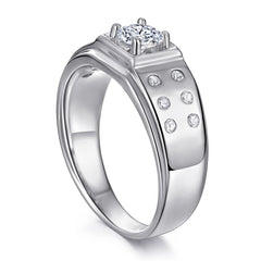 S925 Men's CZ Wedding Ring - Elegant Design