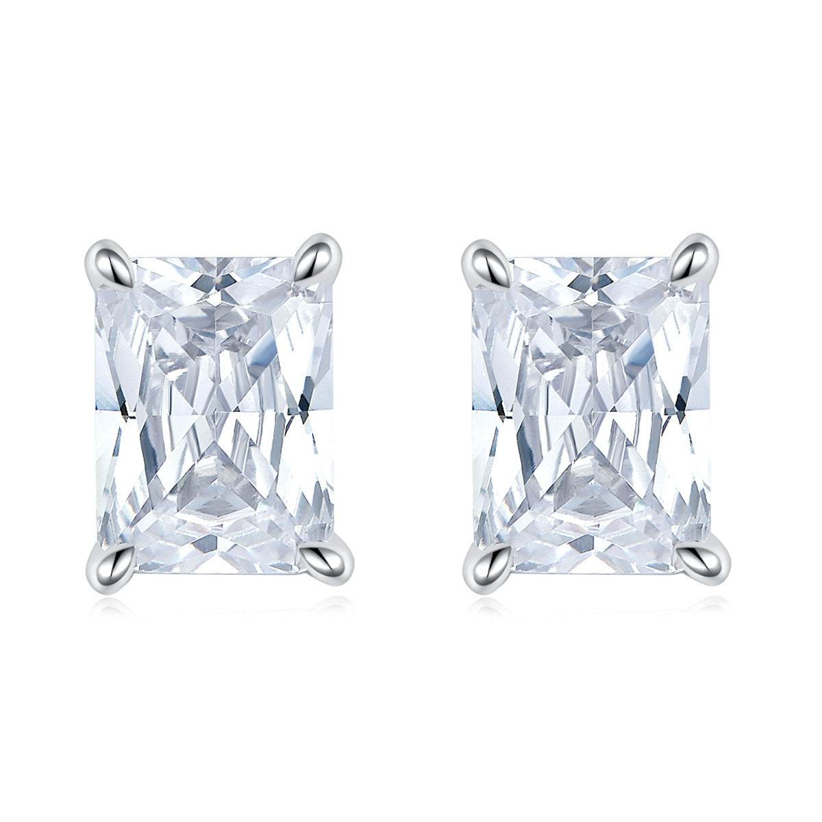 925 Silver Rectangle Birthstone Earrings