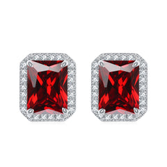 925 Silver Rectangle Halo Studs