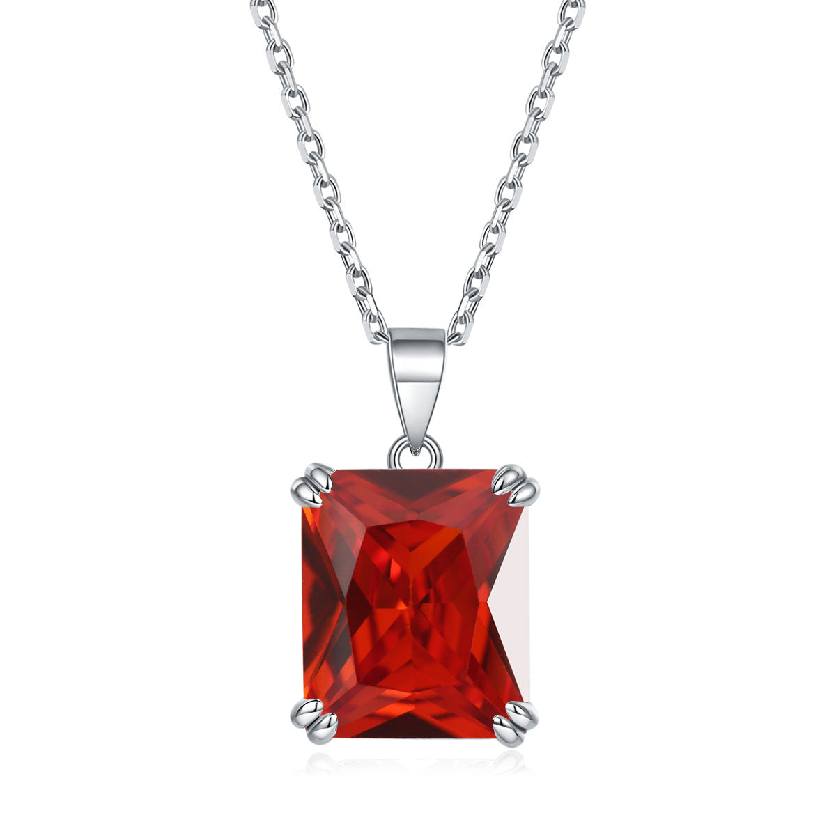 S925 Silver Rectangular Zircon Necklace
