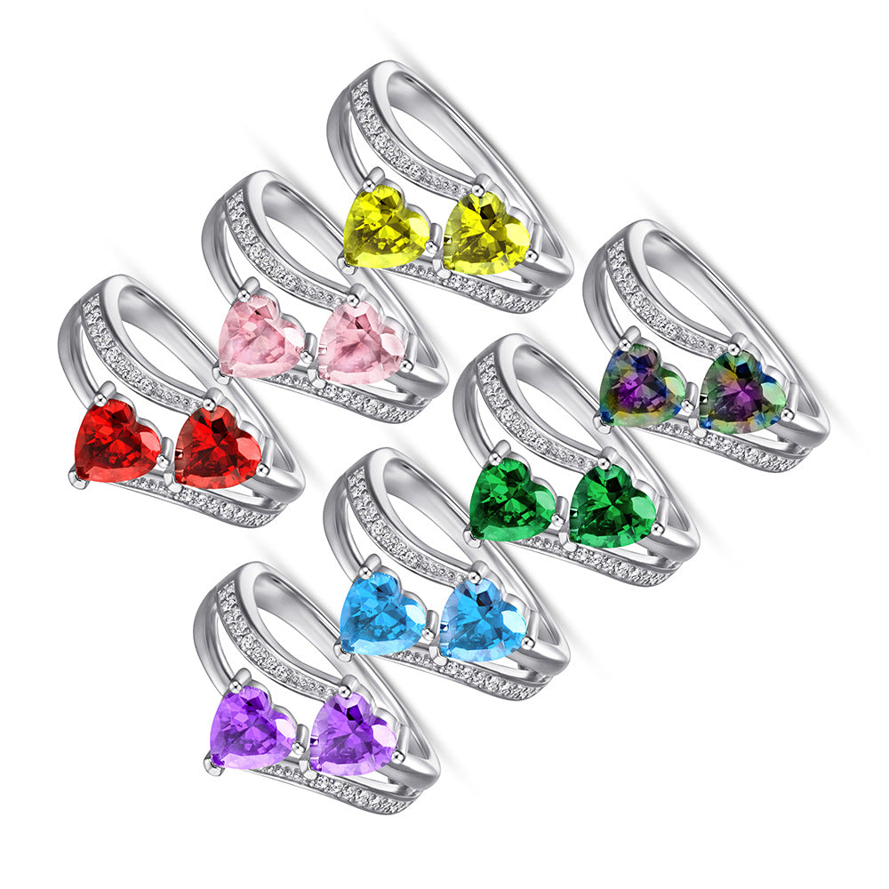 925 Silver Double Heart Halo