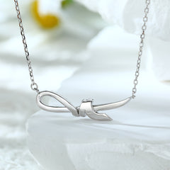S925 Silver Ribbon Bow Necklace