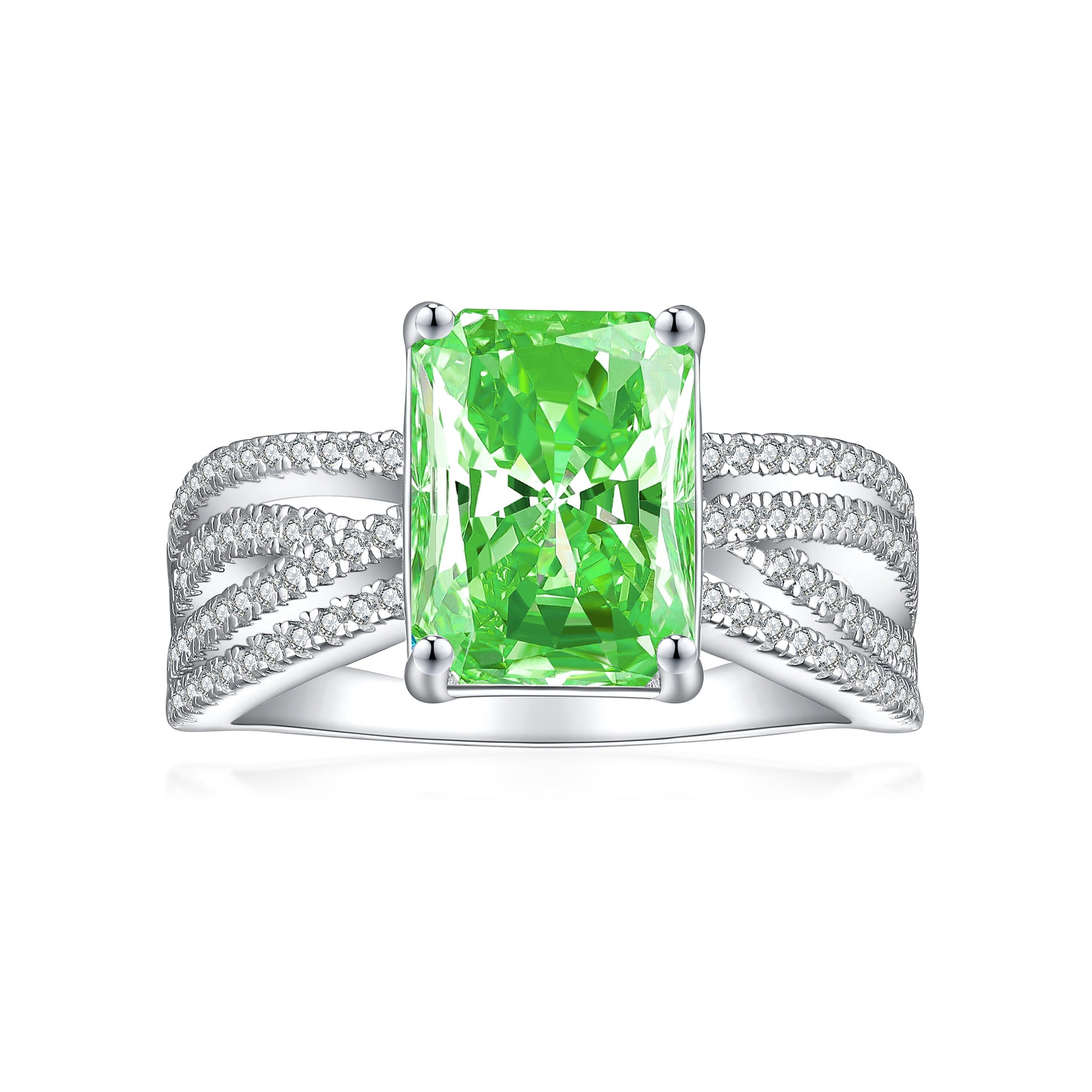 925 Silver 4ct Square Flame Ice Ring