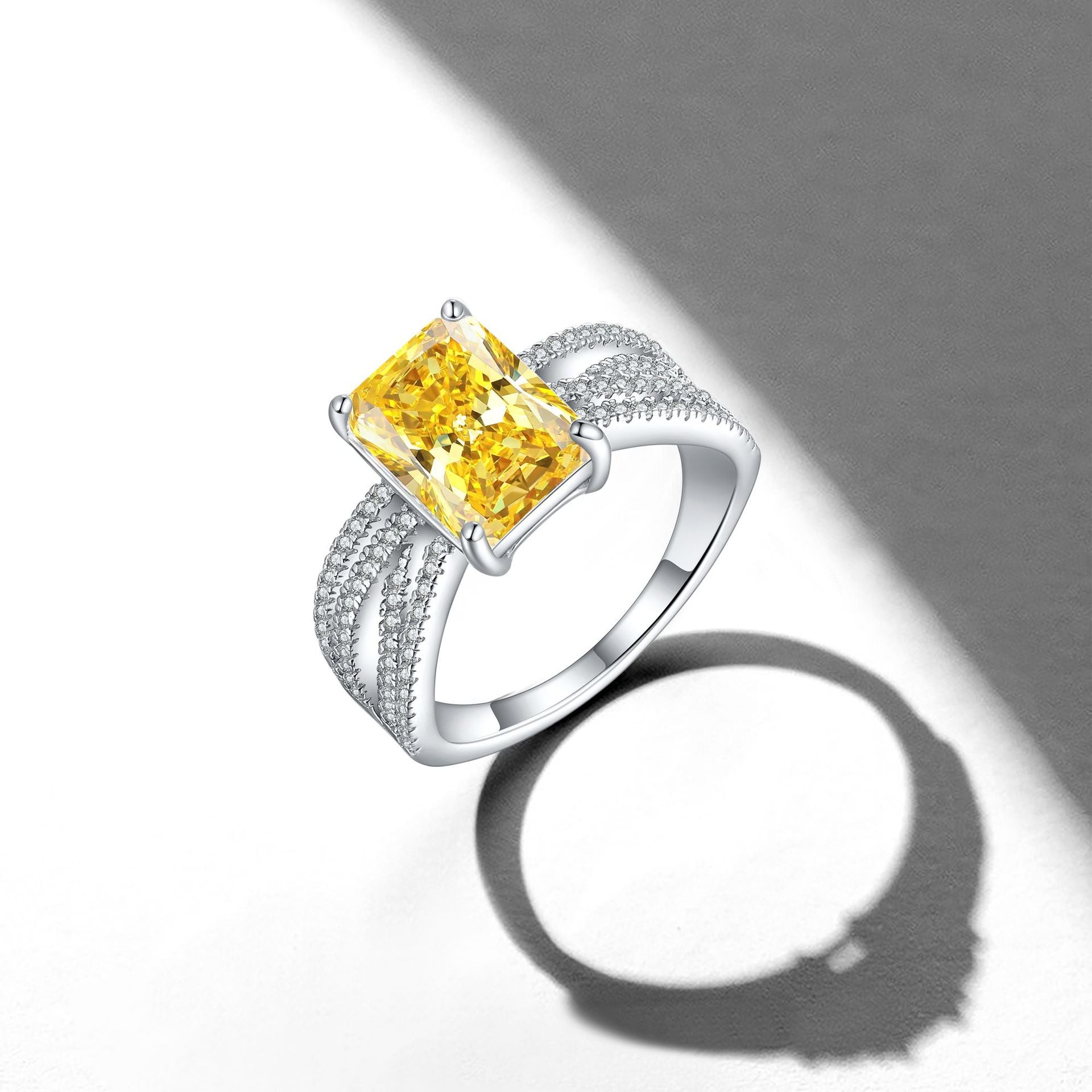 925 Silver 4ct Square Flame Ice Ring