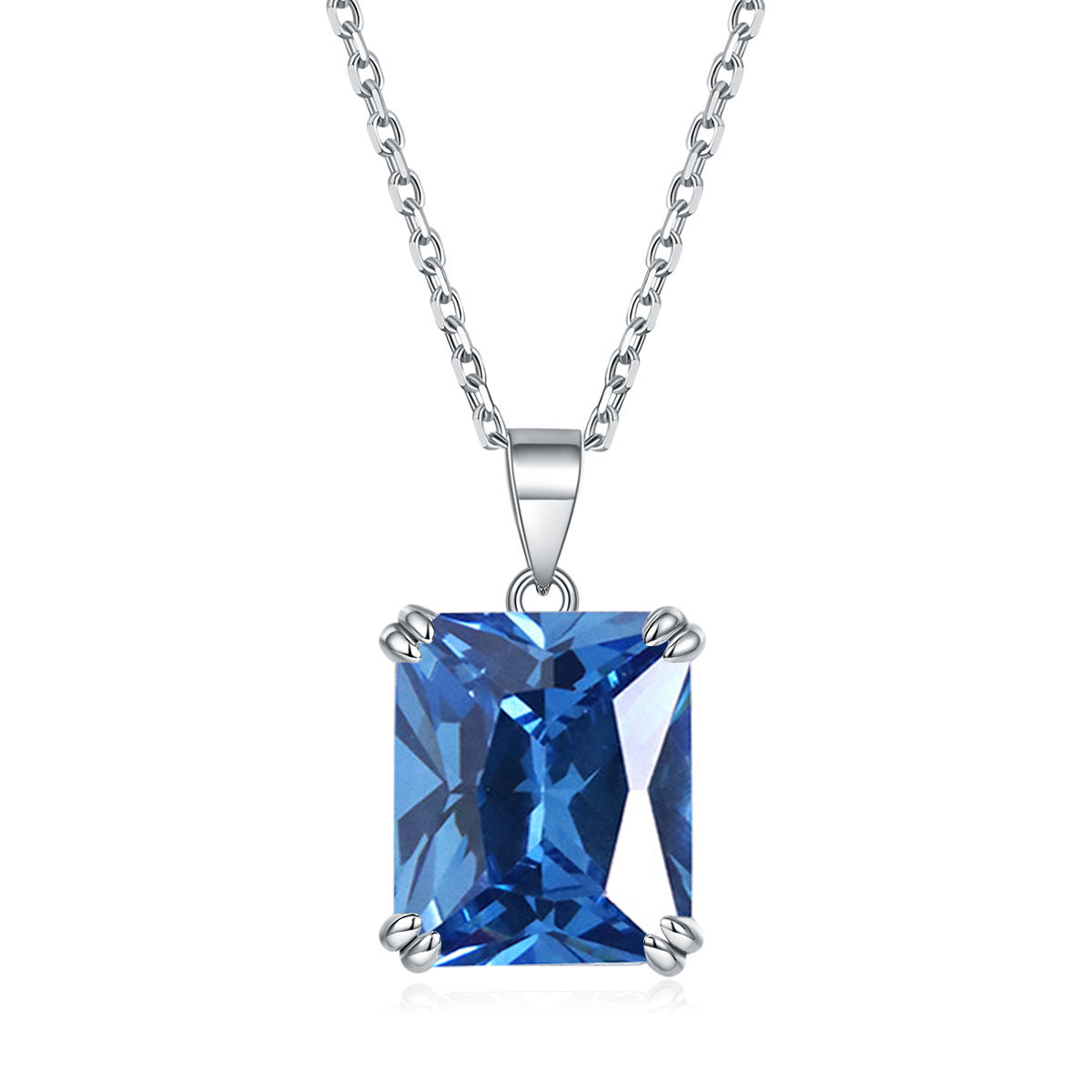 S925 Silver Rectangular Zircon Necklace