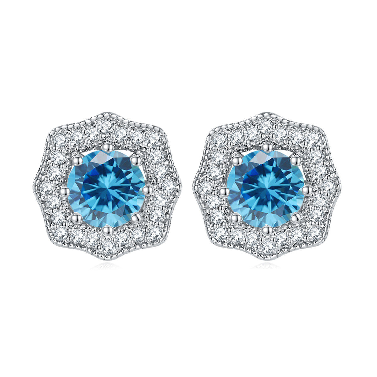 925 Silver Star Flower Studs