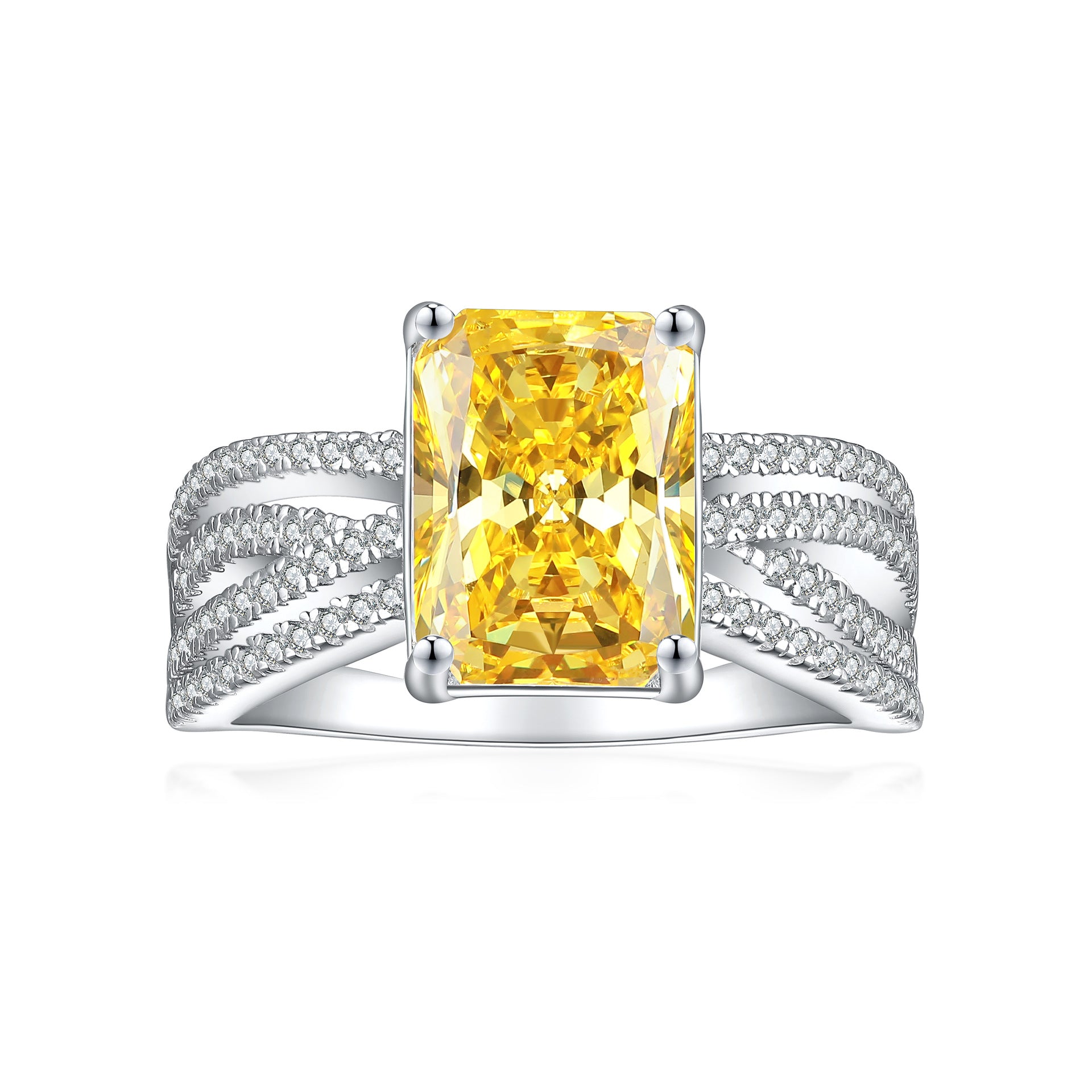 925 Silver 4ct Square Flame Ice Ring