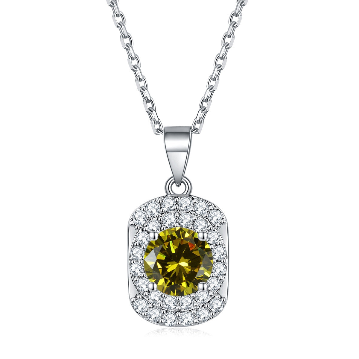 S925 Silver Natural Gemstone Zircon Pendant Necklace