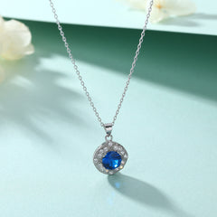 S925 Silver Blue Zircon Pendant Necklace