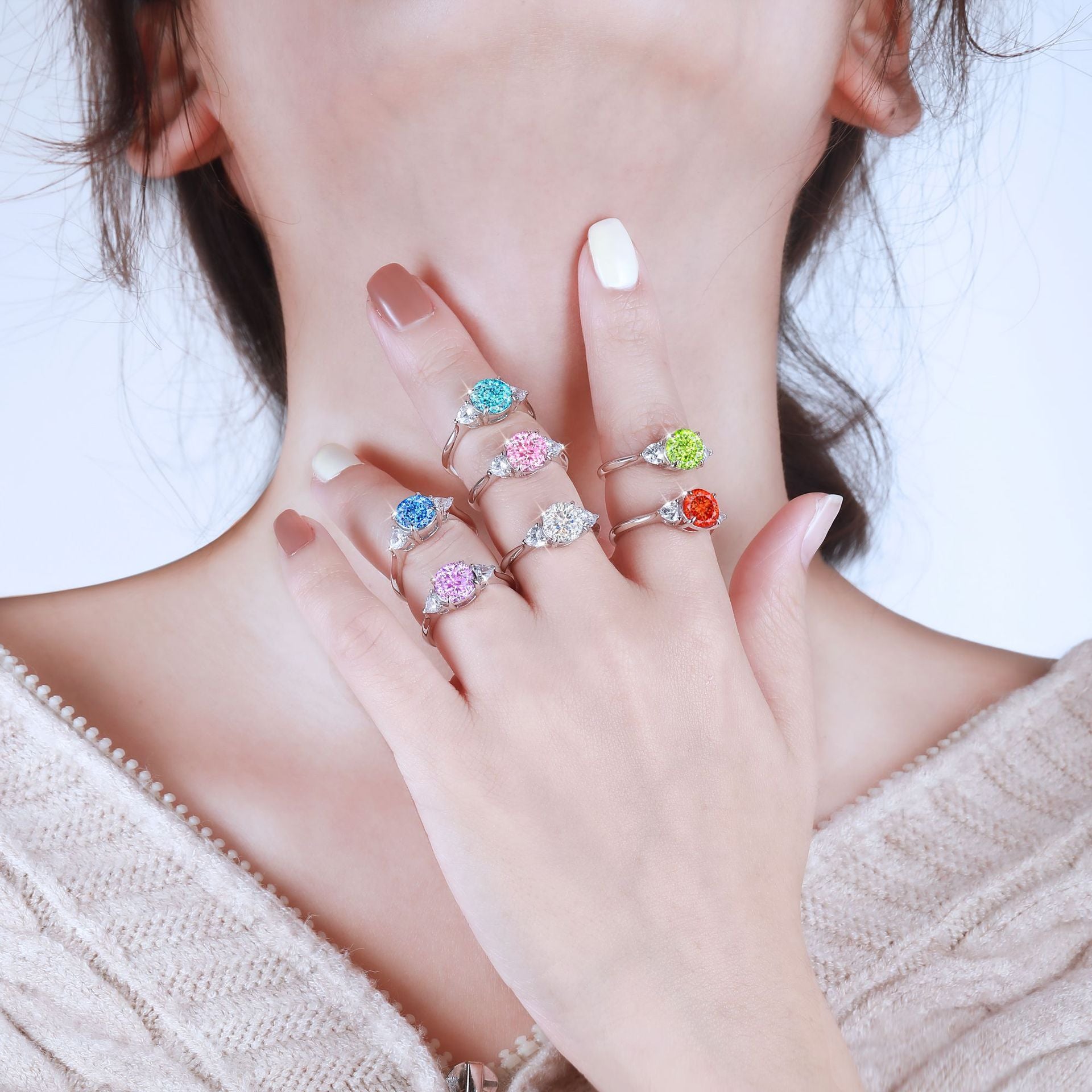 925 Silver Heart Flame Ice Ring